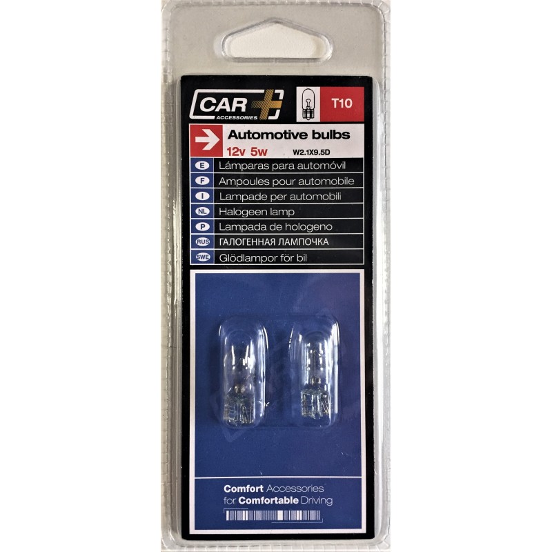 Blister ampoule wedge12V. 5W. T10 W2.1x9.5D 2 pces